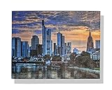 Frankfurt Mainhattan Skyline Kunstdruck Wandbilder | Leinwand 40X30 cm Wanddeko | Deko Schlafzimmer Wohnzimmer Bilder | Canvas Wandbild Bilder mit Rahme | Geschenke Modern Bild (Frankfurt Skyline)