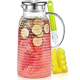 Aofmee Wasserkaraffe, Glaskaraffe 2,4 Liter, Karaffe Glas mit Deckel, Wasserkaraffe aus Glas, Glaskaraffe mit Deckel, Wasser Karaffen, Wasserkrug, Glaskrug, Sangria Karaffe, Eistee Krug, Saft Krug