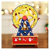ZRJ Hübsche Dekorationen Spieluhr Pferd Basteln Trojan Geburtstag Riesenrad Babyzimmer Holz Weihnachten Spieluhr Zuhause Kinder Geschenk 1 Stück Mode (Farbe: gelber Riesenrad)