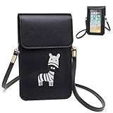 EQLEF Handytasche Zum Umhängen, PU Crossbody Pouch Niedliche lila Handytasche Touchable Clear Crossbody Geldbörse Schw