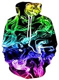 Loveternal 3D Pullover Unisex Bunter Rauch Kapuzenpullover 3D Druck Hoodie Herren Langarm Fleece Sweatshirt für Teen Jungen Mädchen L