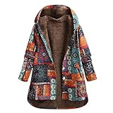 Darringls Fleecemantel Damen Herbstjacke mit Kapuze Teddy Flauschjacke Plüschjacke Kunstpelzjacke Kapuzenjacke Strickjacke Lose Langarmjacke Reißverschluss Plü