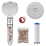 KAIYING öko Filter Duschkopf, 3 Modi Wasserenthärter Duschkopf mit Filter, Wassersparende Kalkfilter Dusche mit PP-Baumwollfilter, Extra-Filtersteine , Ersatz-Panel (Ohne Schlauch, Durchsichtig)