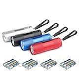 JTENG Mini LED Taschenlampe Mit 12 Batterien， LED Handlampe Aluminium Taschenlampe mit Schlüsselband für outdoor，Camping, Wandern, Jagen, Rucksacktouren, Angeln, Dringend，Grillen。（4 Stücke ）