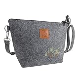 Damen Handtasche zum Umhängen aus Filz mit Reißverschluss Dirndltasche Oktoberfesttasche Trachtentasche Ausgehtasche Festtasche hochwertige Ausführung mit Druck und Badge in Lederoptik
