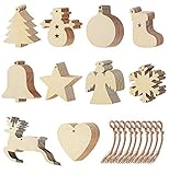 Viccess Weihnachtsbaum Schmuck 100 Stücke Weihnachtsdeko Holz Anhänger Christbaum Schmuckfür DIY Basteln Holzanhänger Weihnachtsschmuck Weihnachtsanhänger Baum Geschenkanhäng