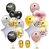 Abschlussfeier Luftballons 16 PCS 'Congratulate graduate' Buchstabenballon Bestandene Prüfung ABI Deko Folienballon Set, Bachelor Deko Luftballon S