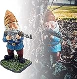 Lustige Gartenkriegs-Zwerg-Armee-Gartenzwerge-Statuen mit Gewehren Harz-Zwerg-Figur-Außendekorationen Waffenliebhaber-Armee-Männer-Geschenke für-B