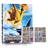 Moocuca Sammelkarten Album, Sammelalbum Album Kompatibel mit Pokemon, Karten Halter Ordner kompatibel Mit Pokemon GX EX Trainer, 24 Seiten mit Maximal 432 Karten (Blaues Pikachu groß)
