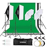 Andoer Fotostudio Set,Fotografie-Kit,Professionelles Dauerlicht Softbox Reflektor 1,8 * 2,7m Grün Schwarz Weiß Hintergrundsystem für F