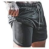 Xiangdanful Shorts Herren Sport Sommer 2 in 1 Kurze Hosen Schnelltrocknende Laufshorts Fitness Training Joggen Sporthose mit Taschen Herrenshorts S