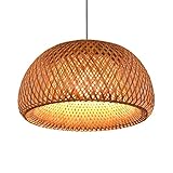 Landhausstil Hängeleuchte Rattan Handgewebt Pendelleuchte Runde Bambus Lampenschirm Wohnzimmer Schlafzimmer Deckenleuchte Retro Kronleuchter Esszimmer Küche Hängend Decke Lampe,30