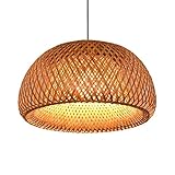 Landhausstil Hängeleuchte Rattan Handgewebt Pendelleuchte Runde Bambus Lampenschirm Wohnzimmer Schlafzimmer Deckenleuchte Retro Kronleuchter Esszimmer Küche Hängend Decke Lampe,30