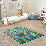 Carpet Studio Teppich Kinderzimmer 95x133cm, Spielteppich Straße Jungen & Mädchen für Schlafzimmer & Spielzimmer, Antirutsch, 30°C waschbar - Play