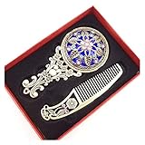 Handspiegel, 2 Stück/Set, für Damen, schick, Retro, Vintage, Taschenspiegel, Kompaktspiegel, Kamm, Make-up, Bronze, ausgehö