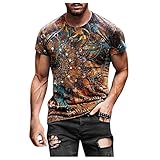 Dasongff Herren 3D Drucken T Shirt Bunter Vintage Männer Tee Oberteile Mode Tie Dye Top Streetwear Shirt Kurzarm Bluse Mens T Shirts Rundhals Kurzarmoberteil S