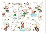 Karte mit Adventskalender und 24 Türchen - schöne Grußkarte mit goldenem Umschlag, für die Adventszeit und zu Weihnachten (Schönen Advent - Engelchen)