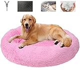 QAZWSX Hundesofa Katzenbett Donut，Abnehmbar Waschbar Rund Hundebett Flauschig Katzenbett，Rutschfestes Weiches Plüsch Donut Haustierbett，für Katzen und Hunde-Bright pink||3XL-Ø100cm/Ø39