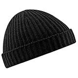 Beechfield Unisex Retro Trawler Winter Beanie Hat Baseballkappe, Schwarz, Einheitsgröß