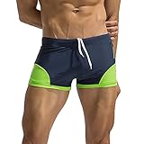 Yowablo Badehose für Herren | Schwimmhose Surfing - Gespleißte Badehose mit Boxershorts (XXL,2Dunkelblau)