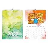 A4 Fotokalender zum selbstgestalten - Bastelkalender Kreativkalender Watercolor Wasserfarben Aquarell - mit Feiertagen 2022-1 Deckblatt + 12 Kalenderb