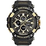 SMAEL Sportuhr Für Herren, Analog, Digital, LED-Hintergrundbeleuchtung, Maskuline Militär-Uhr, Armee-Uhr, Wasserdicht,Black g