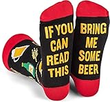 Winkinlin Herren Damen Universal Socken Winter Schriftzug Lustige Cartoon Muster Elastische Manschette Strümpfe, Schwarzes, rotes Bier, O