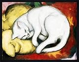 Bild mit Rahmen: Franz Marc, 'Die weiße Katze', 81 x 63 - Holz Fortuna L: Schw