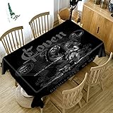 CCBAO 3D Antifouling Tischdecke Schwarz Totenkopf Muster Wohnzimmer Dekoration Rechteckige Tischdecke Küche Esstisch Outdoor Party Garten Couchtisch Tisch Quadratischer Tisch 90x180