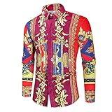 SSBZYES Herrenhemden, Herren Langarmhemden, Bedruckte Modehemden, Übergroße Hemden, Slim Fit Revers H