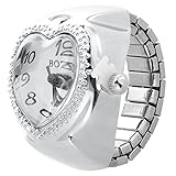 Taschen-Finger-Ring-Uhr - TOOGOO(R) Silber-Ton Quarz Herz Taschen-Finger-Ring-U