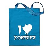 Kiwistar I Love Zombies Tragetasche Baumwolltasche Stoffbeutel Umhängetasche Langer Henk