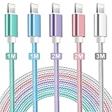 iPhone-Ladekabel, Lightning-Kabel, 5 Stück, 3 m/2 m/1 m, iPhone-Ladekabel, schnelles Ladekabel, kompatibel mit iPhone 13/12/11/Pro/Xs Max/X/8/7/Plus/6S/SE/5S/