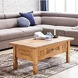 LCSA Couchtisch Couchtisch Kiefer Holz 100 x 60 cm Wohnzimmertisch Massiv Tisch Holztisch W