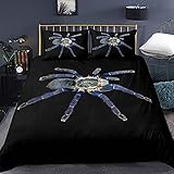 CCBAO 3D Schwarzer Spinnendruck Kingsize Doppelbett Bettbezug Weicher Indoor 3-Teiliges Set Mit 2 Kissenbezügen Bettwäsche-Set Geeignet Für Schlafzimmer Home Hotel 180x220