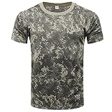 LIZENG Herren Sommer Mode Sport Fitness Drucken Camouflage Kurzarm T-Shirt Top für Männer Teen, grau, L