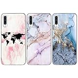 ToneSun für Samsung Galaxy A50 Marmor Hülle, 3 x Marble Handyhülle Handytasche: Silikon Case Weich TPU Schutzhülle Etui Case Backcover - M