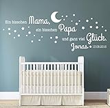 tjapalo® pkm199 Xl Wandtattoo Name jungen Jungenzimmer Mädchen Mädchenzimmer ein bisschen mama Wandsticker Baby Babyzimmer Kinderzimmer mit Name u Datum (B120 x H39 cm)