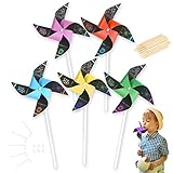 ZERHOK 24Stk Kinder Regenbogen Kratzbilder Set,Regenbogen Kratzen Papier Windrad,DIY Kratzpapier Windmühle, Scratch Art Basteln für Geschenk Garten Party Kindergeburtstag