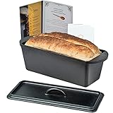 Chefarone Gusseisen Brotbackform mit Deckel - Backform für Brot und Kuchen inklusive Anleitung zum Einbrennen - Kastenform Backen Braten rechteckig - Gusseisen Topf Brot backen - 35 x 13,5 x 12,5