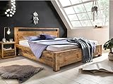 Woodkings Holzbett 180x200 Havelock Doppelbett Holz rustikal Schlafzimmer Massivholz Design Ehebett Balkenbett Massive Naturmöbel Echtholzmöbel günstig (Rec. Pinie)