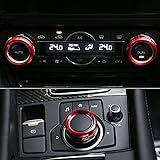 Qirc Klimaanlage Knopf Ring ist geeignet für Mazda 3 6 CX5 CX9 Auto Innenraum Klimaanlage Control Ring，Klimaanlage Knopf-Abdeckung (rot)