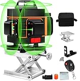 LTXDJ Kreuzlinienlaser Grün, 30m 16 Linie Strahl Laser Wasserwaage - Kreuzlinienlaser 3×360 Grad Laserpegel Selbstnivellierend für Heimwerker Messen von Layout Arb