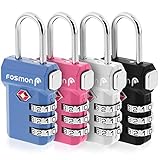 Fosmon PREMIUM TSA Zahlenschloss/Vorhängeschloss/Reiseschloss/Gepäckschloss[4er Set|3 stellige Zahlencode][Rostfrei|Zink Legierung]Gepäck/Koffer USA- (|Blau|Rosa|Silber|Schwarz)