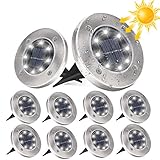 Solar Bodenleuchten Aussen, Solarleuchten Garten mit 8 LEDs für Außen, Solar IP65 Wasserdicht Warmweiß Led Gartenleuchten Solar für Rasen/Auffahrt/Gehweg/Patio/Garden Solarleuchte (Weiß 10PACK)