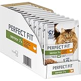 Perfect Fit Katzenfutter Nassfutter Senior 7+ mit Truthahn & Karotten in Sauce, 12 Portionsbeutel (12 x 85g)