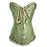 Julhold Korsett Sexy Damen Corsage Vintage Vollbrust Bridal Wäsche Gothic Korsage Top Satin Bustier Reizwäsche Erotik Underwear Retuschieren Sie Die Perfekte Figur(Grün,5XL)