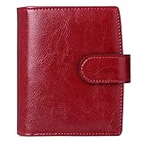 VIMAZ Damen Geldbörse Echtes Leder Reißverschluss Handtasche Knopf Clutch Tasche RFID Blocking Kurze Geldbörse Mit 19 Kartenfächern, Red-12 * 10 * 3.5