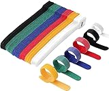 Kabel Klettband, Kabelbinder Mehrfarbig Klettverschluss Selbstklebend Kabelbinder Wiederverschließbar mit Hochwertigem Nylonmaterial (60 Stück 150 x 12 mm)