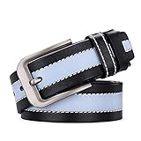 GELTDN Herren Retro Nadelschnalle Echtes Leder Gürtel Vielseitige Rindsleder Gürtel Superior Legierung Schnalle (Color : Blue, Size : 125 cm)